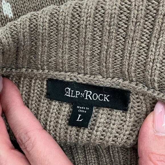 Alp N Rock Leighton Mock Neck Ski Sweater Coffee Brown Womens Large Fair Isle - Picture 5 of 10